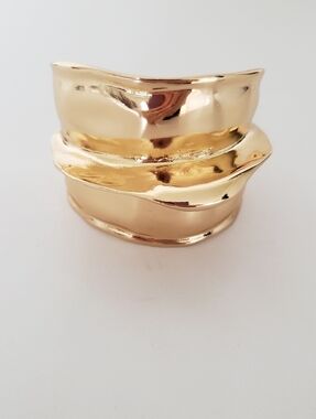 Natasha Gold Tone Sculptural Wide Cuff Bracelet